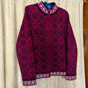 LLBEAN Woman’s Size M Regular Vtg 100% Cotton Nordic Cardigan Sweater Excellent